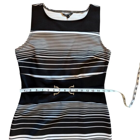 George black and white stripe sheath dress, Belt with Buckle - Picture 5 of 9